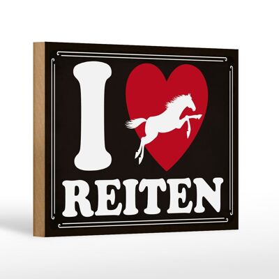 Cartello in legno con scritta "cavalli amo cavalcare" 18x12 cm, decorazione a forma di cuore