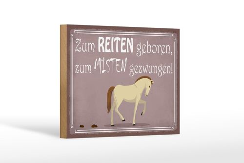Holzschild Spruch 18x12 cm zum Reiten geboren Pferd Dekoration