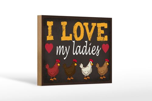 Holzschild Spruch 18x12 cm Hühner i love my ladies Dekoration