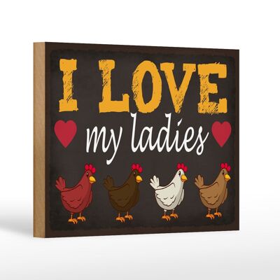 Holzschild Spruch 18x12 cm Hühner i love my ladies Dekoration