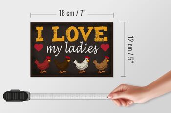Panneau en bois disant 18x12 cm poules j'aime mes dames décoration 4