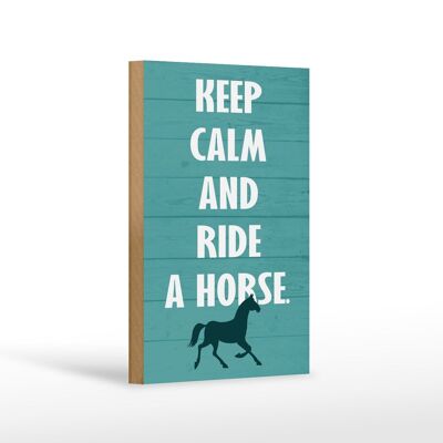 Cartel de madera que dice 12x18cm mantén la calma y monta a caballo