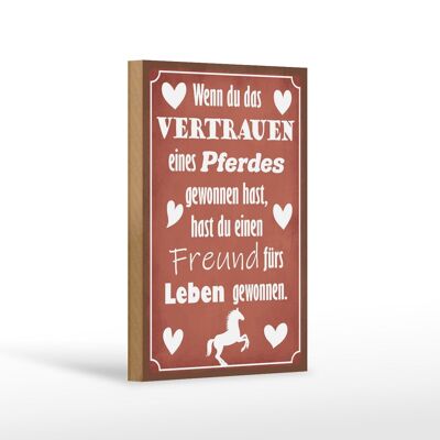 Cartello in legno 12x18 cm con scritta "La fiducia di un amico cavallo".