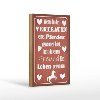 Holzschild Spruch 12x18 cm Vertrauen eines Pferdes Freund