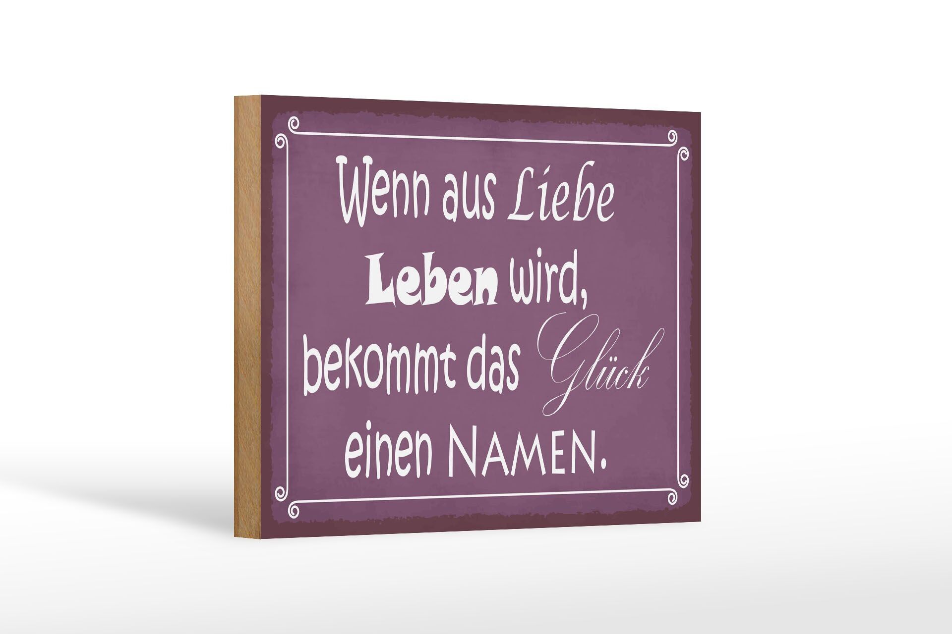 Wooden sign saying 18x12 cm Happiness when love becomes life