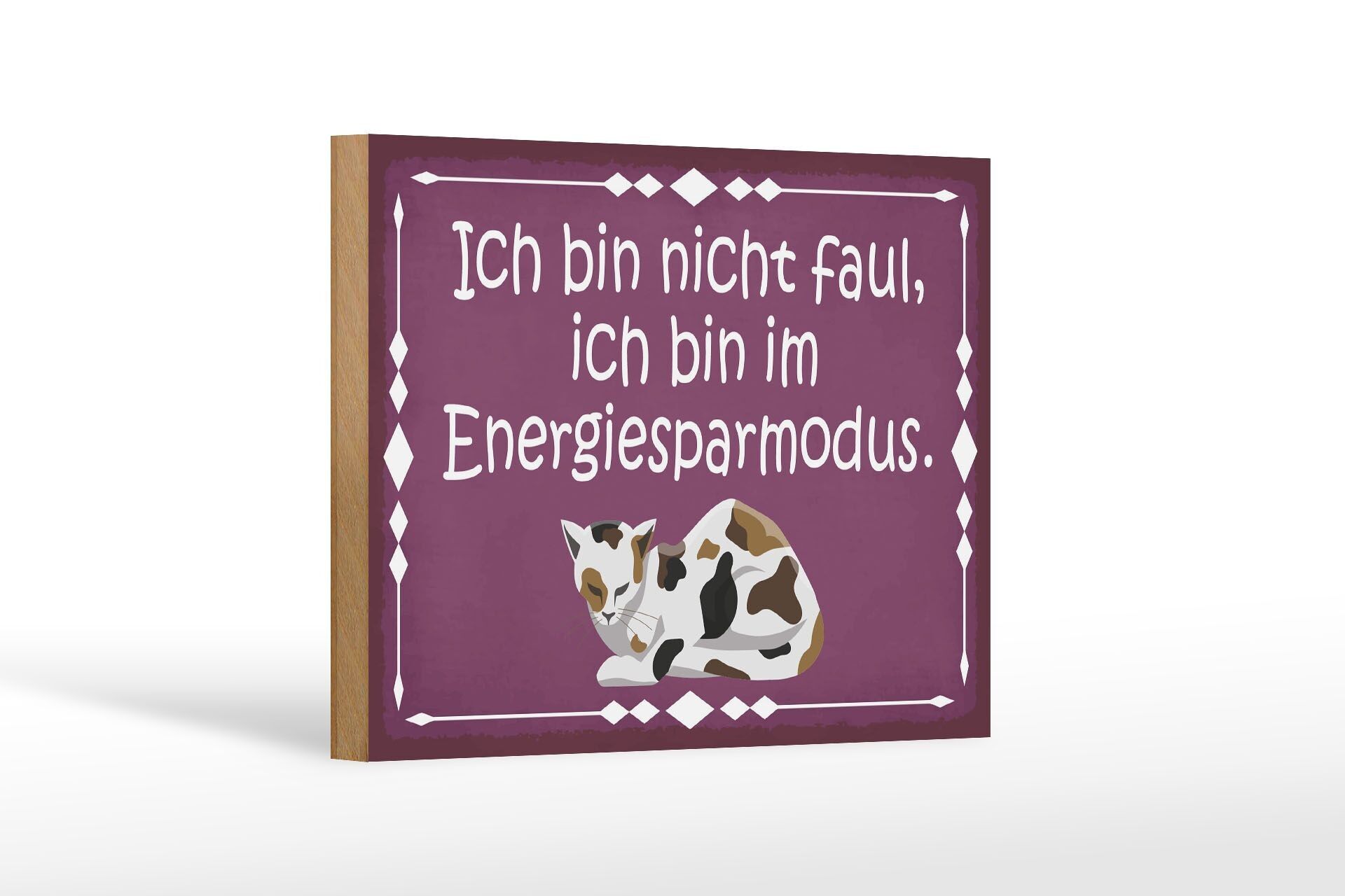 Cartello in legno con scritta "gatto" 18x12 cm "Non sono pigro".