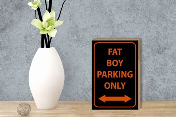 Panneau en bois avis 12x18 cm décoration parking fat boy only 3