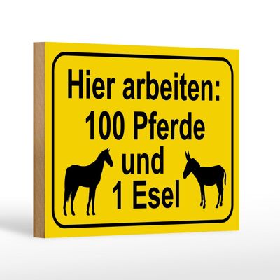 Cartel de madera nota 18x12 cm 100 caballos y 1 burro obra