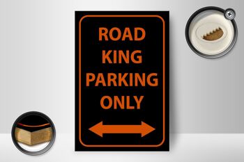 Panneau en bois avis 12x18 cm road king parking only décoration 2