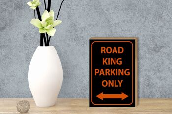 Panneau en bois avis 12x18 cm road king parking only décoration 3