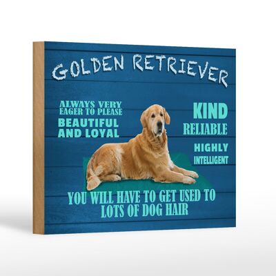 Holzschild Spruch 18x12cm Golden Retriever Hund very eager Dekoration