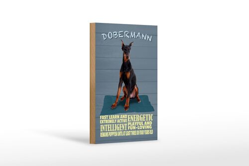 Holzschild Spruch 12x18 cm Dobermann Hund fast learn and Dekoration