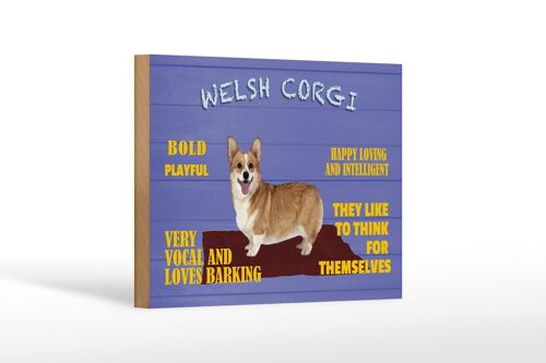Holzschild Spruch 18x12 cm Welsh Corgi Hund bold playful Dekoration
