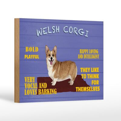 Panneau en bois indiquant 18x12 cm Welsh Corgi chien décoration ludique audacieuse