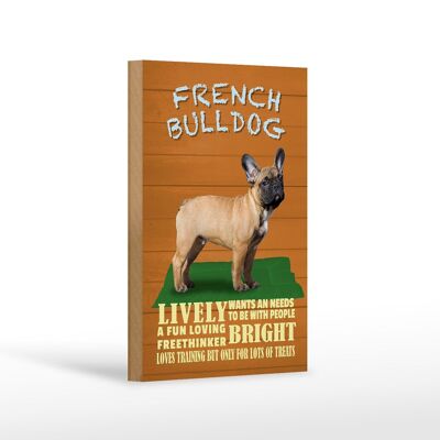 Cartel de madera con texto "Perro Bulldog Francés" 12x18 cm decoración animada