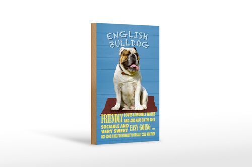 Holzschild Spruch 12x18cm English Bulldog Hund friendly Dekoration