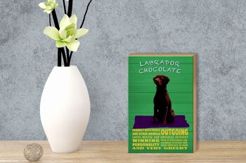 Panneau en bois indiquant 12x18 cm Panneau vert Labrador Chocolate Dog 3