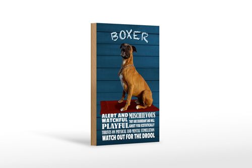 Holzschild Spruch 12x18 cm Boxer Hund watchful playful Dekoration