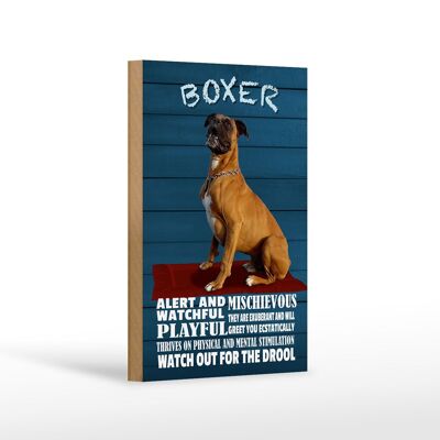Cartel de madera con texto 12x18 cm Perro Boxer decoración lúdica vigilante