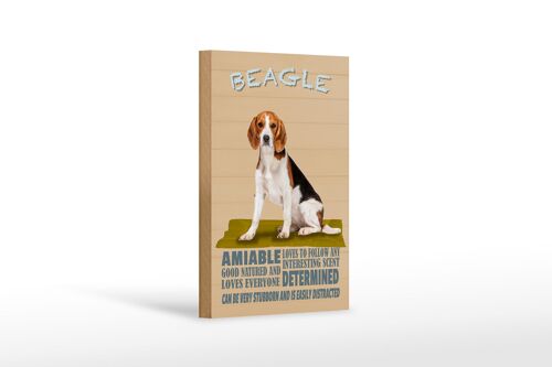 Holzschild Spruch 12x18 cm Beagle Hund loves to follow any Dekoration