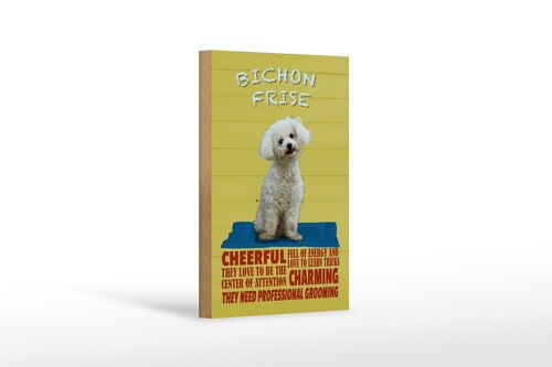 Holzschild Spruch 12x18 cm Hund Bichon Frise cheerful Dekoration