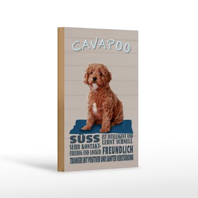 Holzschild Spruch 12x18 cm Cavapoo Hund süss freundlich Dekoration