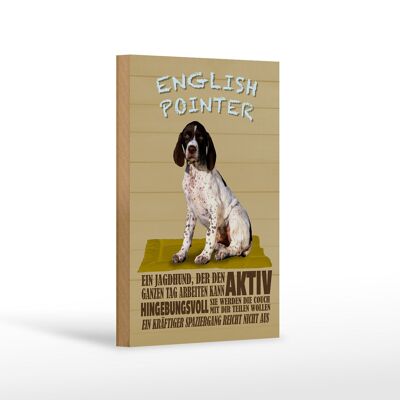 Cartel de madera con texto 12x18 cm Braco Inglés perro de caza decoración activa