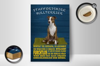 Panneau en bois indiquant 12x18 cm Décoration de chien Staffordshire Bull Terrier 2