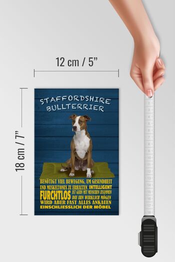 Panneau en bois indiquant 12x18 cm Décoration de chien Staffordshire Bull Terrier 4
