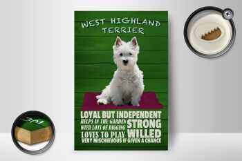 Panneau en bois indiquant 12x18cm, décoration fidèle au chien West Highland Terrier 2