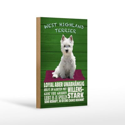 Panneau en bois disant 12x18cm West Highland Terrier chien décoration forte