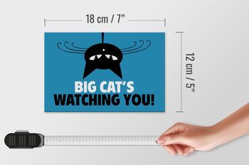 Panneau en bois disant 18x12 cm Décoration de chat Big Cat`s Watching You 4