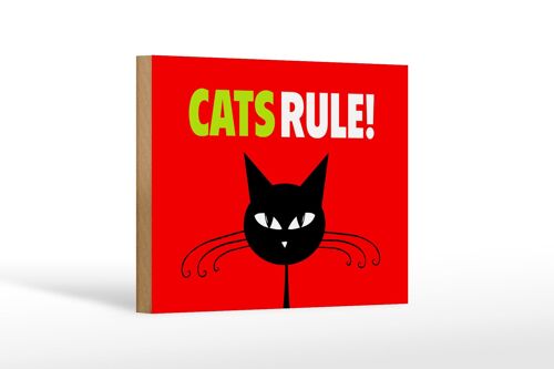 Holzschild Spruch 18x12 cm Cats rule Katze Dekoration