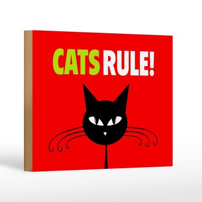Wooden sign saying 18x12 cm Cats rule cat decoration
