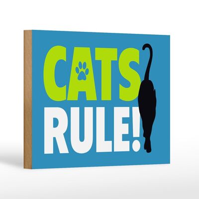 Holzschild Spruch 18x12 cm cats rule Katze Dekoration