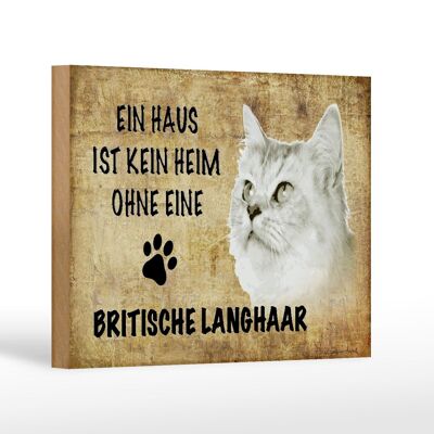 Cartello in legno con scritta 18x12 cm Decorazione Gatto British dal pelo lungo