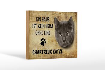 Panneau en bois disant 18x12 cm Décoration chat Chartreux 1