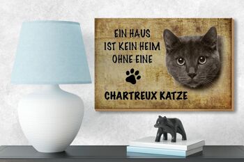 Panneau en bois disant 18x12 cm Décoration chat Chartreux 3
