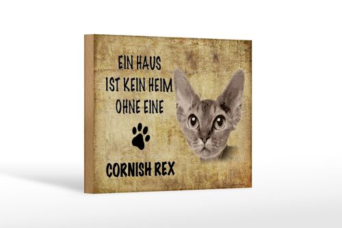Holzschild Spruch 18x12 cm Cornish Rex Katze Dekoration