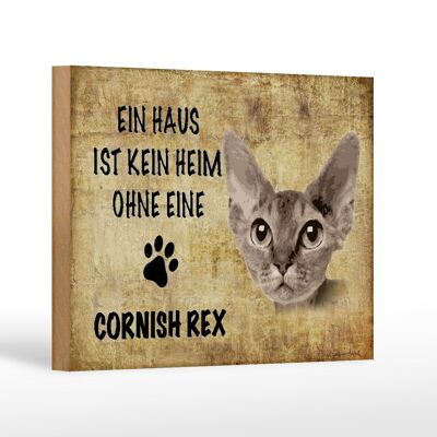 Holzschild Spruch 18x12 cm Cornish Rex Katze Dekoration