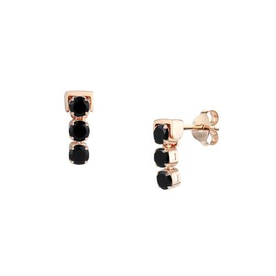 Di Diao Black Spinel Stud Earrings, 18ct Rose Gold Plated Vermeil