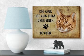 Panneau en bois disant 18x12 cm Chat Toyger sans décoration d'intérieur 3