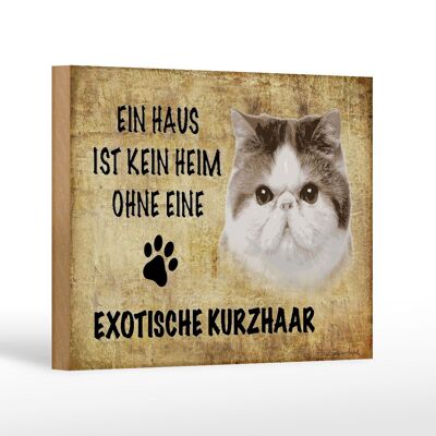 Wooden sign saying 18x12 cm exotic shorthair cat decoration