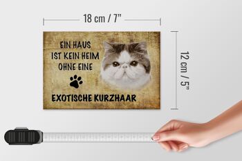 Panneau en bois indiquant une décoration de chat exotique à poils courts 18x12 cm 4