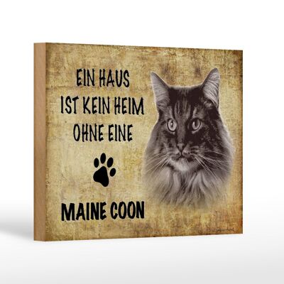 Cartel de madera con texto Gato Maine Coon 18x12 cm sin decoración del hogar