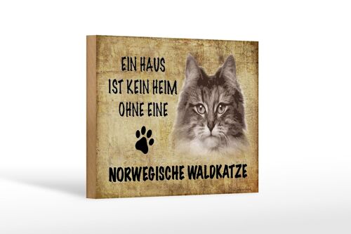 Holzschild Spruch 18x12 cm Norvegische Waldkatze Katze Dekoration