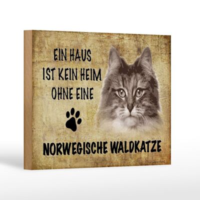 Holzschild Spruch 18x12 cm Norvegische Waldkatze Katze Dekoration