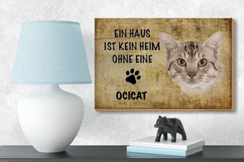 Panneau en bois disant 18x12 cm Chat Ocicat sans décoration d'intérieur 3