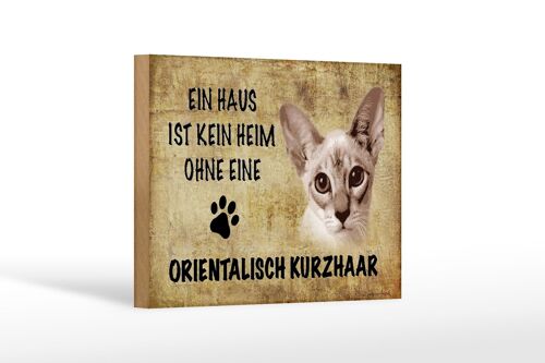 Holzschild Spruch 18x12 cm orientalisch Kurzhaar Katze Dekoration