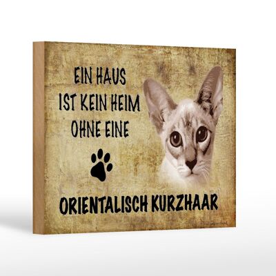 Wooden sign saying 18x12 cm oriental shorthair cat decoration